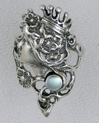 Sterling Silver Fairy Queen Ring With Blue Topaz Size 10
